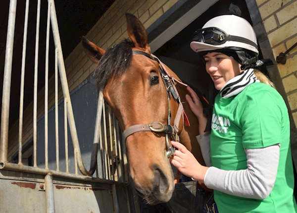 Kerry Humphries rides in the Macmillan ‘Ride Of Their Lives’ race at York race course